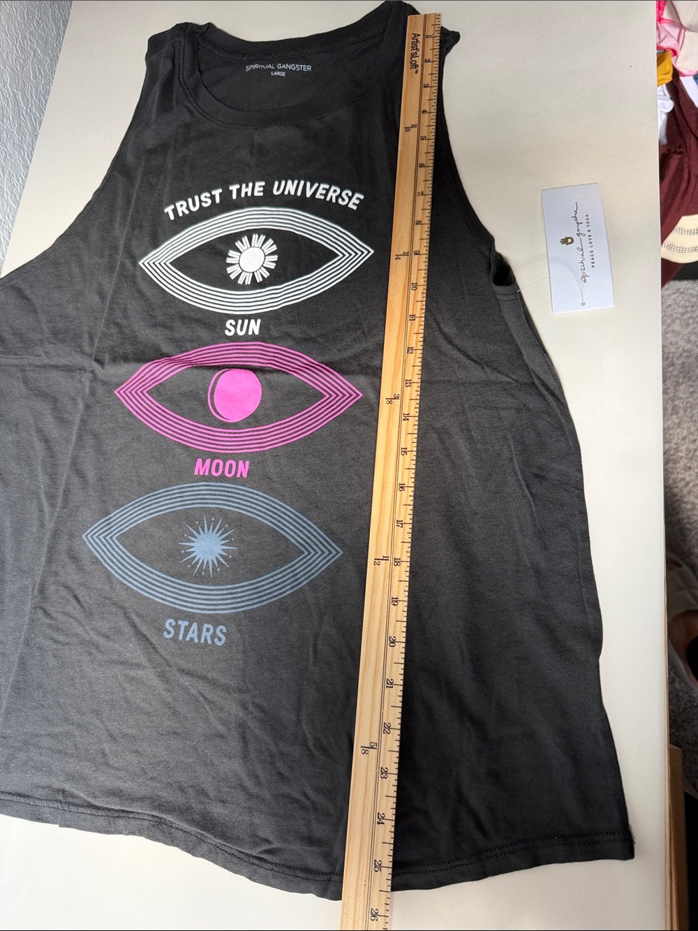 Spiritual Gangster Cotton Black Tank Top with Cosmic Graphic - Picture 7 of 7